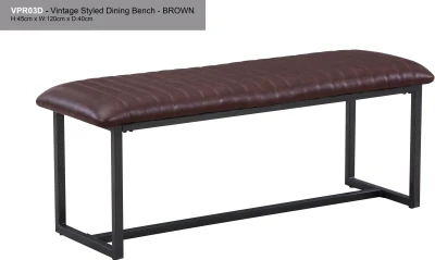 Baumhaus Antiqued Brown Leather Dining Bench
