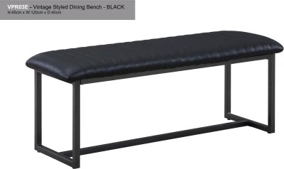 Baumhaus Antiqued Black Leather Dining Bench