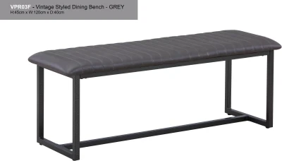Baumhaus Antiqued Grey Leather Dining Bench