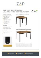ZAP Product Sheet EKO Complete Tables Troy Aluminium Base